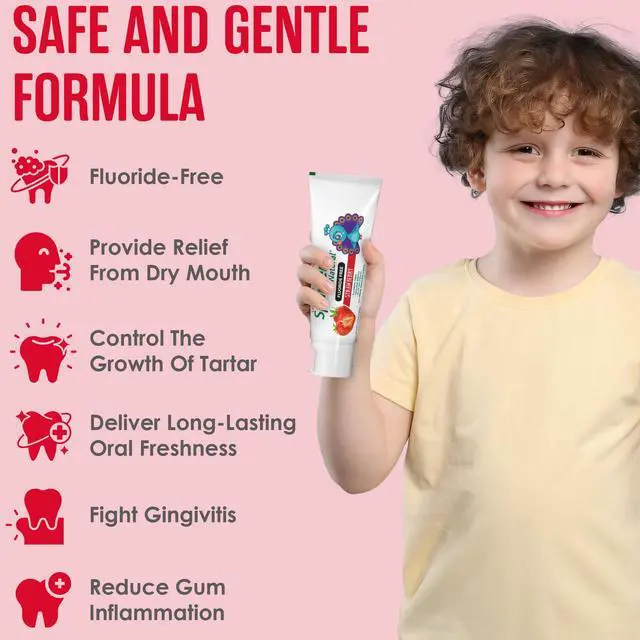 Alt view image 4 of 7 - Natural Childrens Toothpaste Fluoride Free Strawberry Toothpaste for Toddlers & Kids Gentle Safe Natural Formula with Patented Black Seed Oil & Zinc Made in the USA (1 Pack)