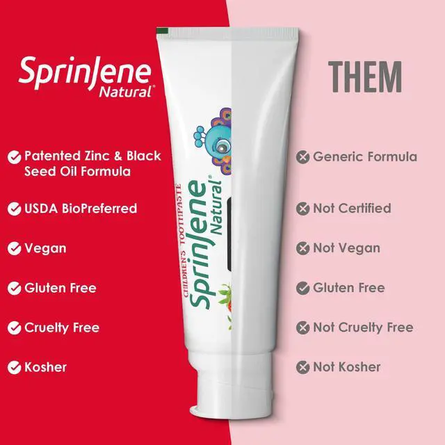 Alt view image 5 of 7 - Natural Childrens Toothpaste Fluoride Free Strawberry Toothpaste for Toddlers & Kids Gentle Safe Natural Formula with Patented Black Seed Oil & Zinc Made in the USA (1 Pack)
