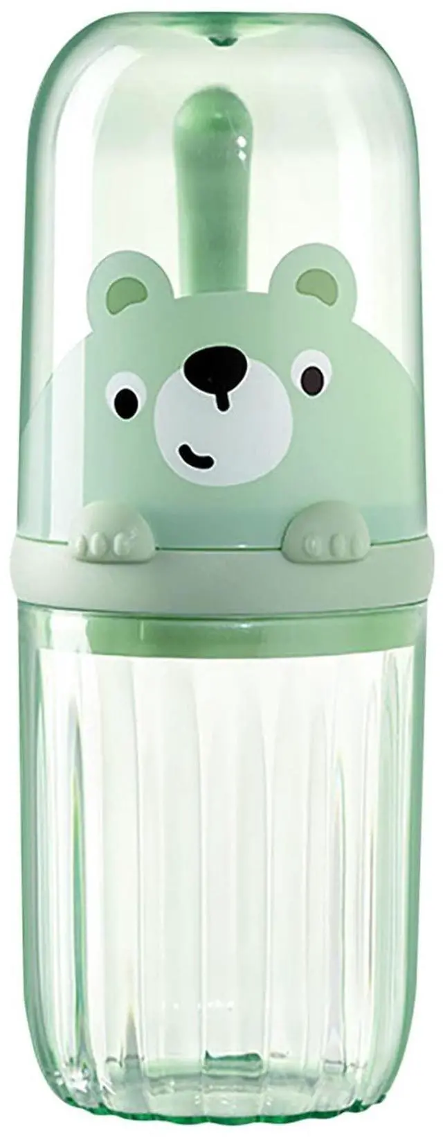 Main image of Cute Portable Toothbrush Holder Plastic Toothbrush Travel Case for Kids with Detachable Handle Multifuction Toothbrushes Toothpaste Storage Box Set for Camping Travel or Daily Use (Green)