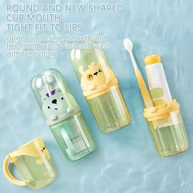 Alt view image 6 of 7 - Cute Portable Toothbrush Holder Plastic Toothbrush Travel Case for Kids with Detachable Handle Multifuction Toothbrushes Toothpaste Storage Box Set for Camping Travel or Daily Use (Green)