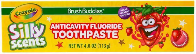 Main image of Brush Buddies Silly Scents Flavored Kids Toothpaste with Fluoride, Anticavity Toothpaste for Kids Ages 2+, Strawberry Flavored