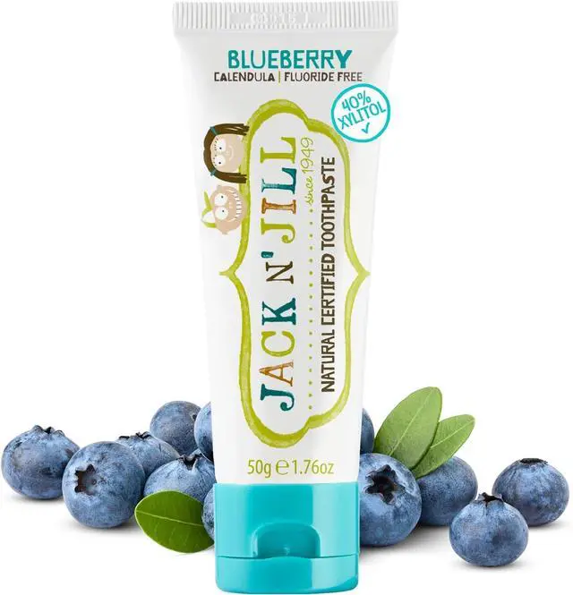 Main image of Jill Natural Certified Kids Toothpaste: Blueberry - Organic Fruit Flavoring, 40% Xylitol, Gluten Free, Vegan, Fluoride Free, SLS Free, Sugar-Free - 1.76 oz (Pack of 1)