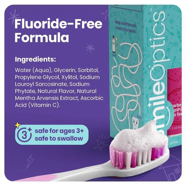 Alt view image 3 of 7 - Strawberry Bliss Kids' Foam SmilePaste - Tooth Paste Fluoride-Free for Children, Foaming Toothpaste with Gentle Formula, Fun and Effective Foam Toothpaste for Healthier Teeth and Gums