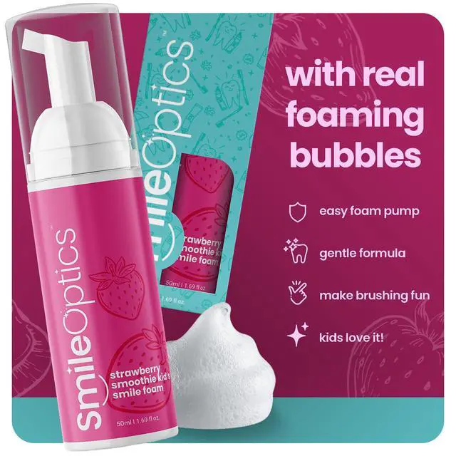 Alt view image 5 of 7 - Strawberry Bliss Kids' Foam SmilePaste - Tooth Paste Fluoride-Free for Children, Foaming Toothpaste with Gentle Formula, Fun and Effective Foam Toothpaste for Healthier Teeth and Gums