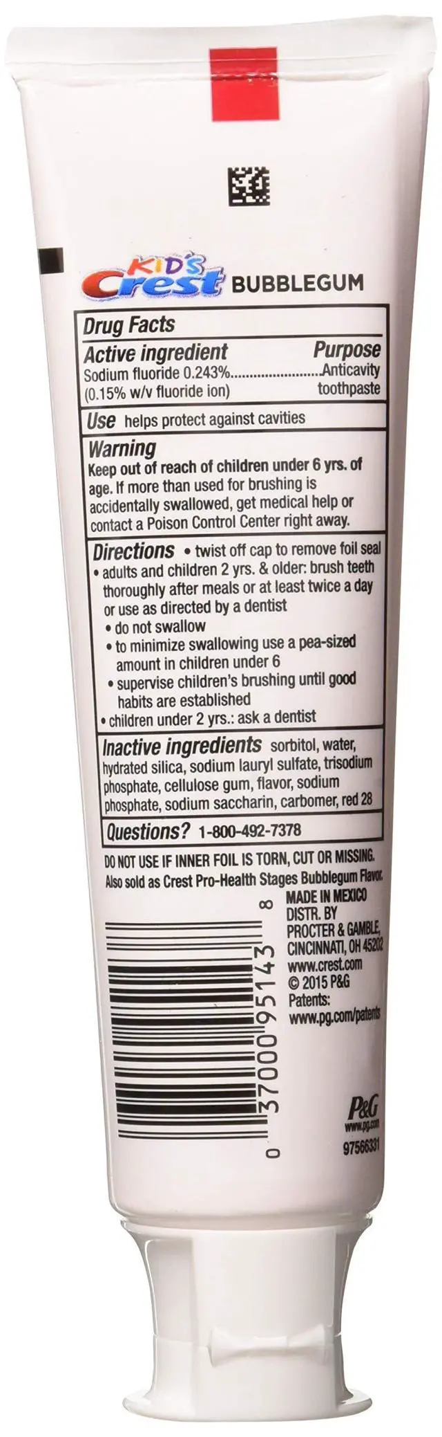 Alt view image 2 of 2 - Kid's Crest Cavity Protection Toothpaste Gel Formula, Bubblegum, 4.2 Ounce (Pack of 3)