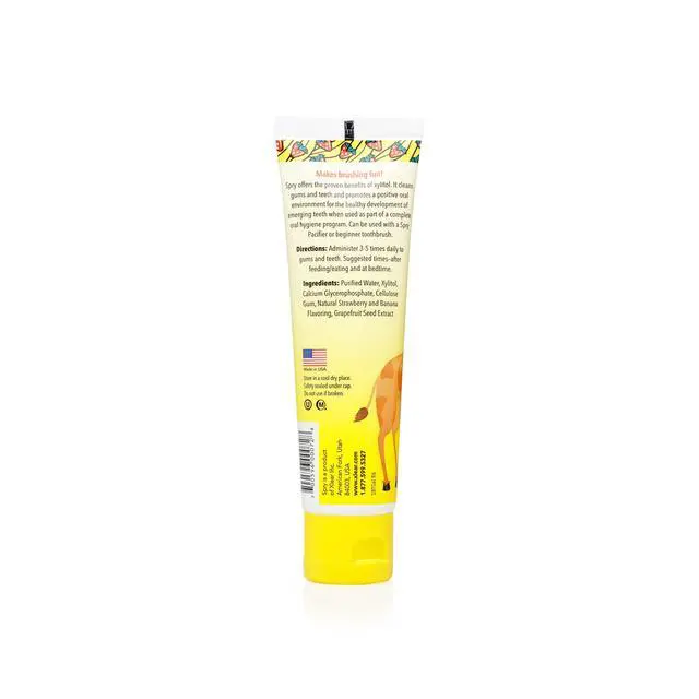 Alt view image 2 of 3 - Natural Xylitol Toothpaste for Baby, Toddler and Kids Age 3 Months and Up - Fluoride Free Tooth Gel, Tasty, Support Development of Emerging Teeth, Strawberry Banana 2 Fl Oz (Pack of 1)
