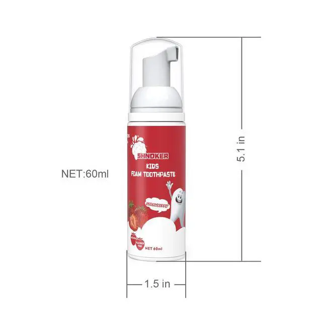 Alt view image 4 of 5 - Kids Foam Toothpaste with Strawberry Flavor, Fluoride Free Natural Formula, Foam Toothpaste for Electric Toothbrush(60ml)(1 Pack)