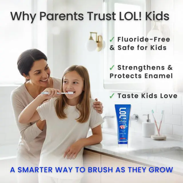 Alt view image 3 of 7 - LOL Fluoride Free Toothpaste Kids, Nano Hydroxyapatite Toothpaste Kids with Probiotics & Xylitol, Remineralizing Toothpaste, Natural Plant-Based Foam, Peppermint Flavor