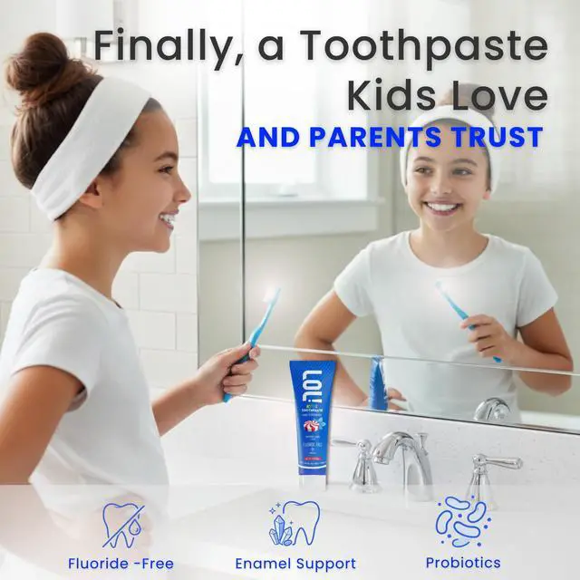 Alt view image 7 of 7 - LOL Fluoride Free Toothpaste Kids, Nano Hydroxyapatite Toothpaste Kids with Probiotics & Xylitol, Remineralizing Toothpaste, Natural Plant-Based Foam, Peppermint Flavor