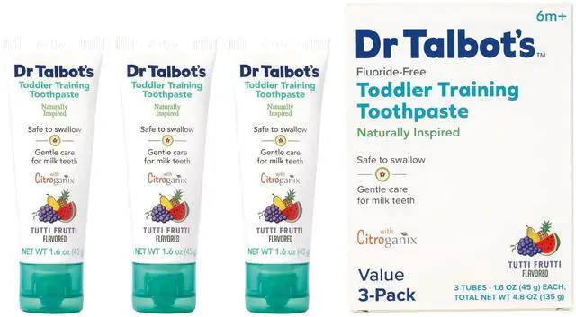 Main image of Toddler Training Toothpaste, Fluoride-Free & Paraben-Free, Naturally Inspired Formula Safe if Swallowed, Tutti Frutti Flavor Kids Love, Promotes Healthy Daily Oral Care Habits, 3 pk.