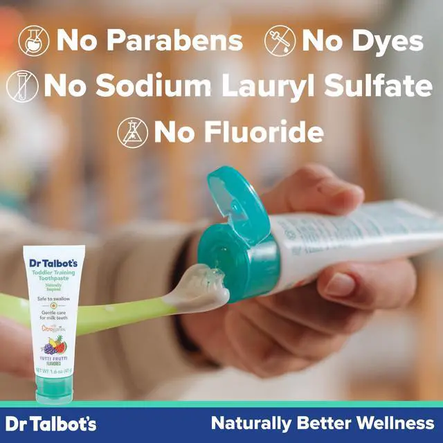 Alt view image 3 of 4 - Toddler Training Toothpaste, Fluoride-Free & Paraben-Free, Naturally Inspired Formula Safe if Swallowed, Tutti Frutti Flavor Kids Love, Promotes Healthy Daily Oral Care Habits, 3 pk.
