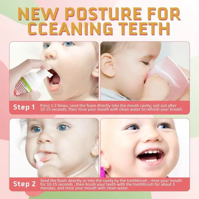 Alt view image 2 of 7 - Foam Toothpaste Kids 2 Pack, Toddler Foam Toothpaste with Fluoride Kids Foaming Toothpaste with Fruit Flavor Ultra-fine Mousse Foam Toothpastes Anti-Cavity for Kids Ages 3+ Strawberry & Watermelon