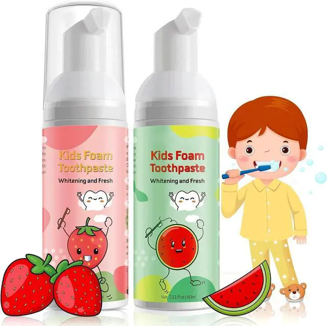 Main image of Foam Toothpaste Kids, Kids Mouthwash with Fruit Flavor - Toddler Toothpaste Age for Children, 360ºCare Natural Anti-Cavity Formulas with Fluoride for Electric & U-Shape Toothbrushes