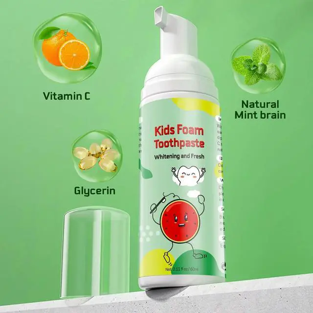 Alt view image 6 of 7 - Foam Toothpaste Kids, Kids Mouthwash with Fruit Flavor - Toddler Toothpaste Age for Children, 360ºCare Natural Anti-Cavity Formulas with Fluoride for Electric & U-Shape Toothbrushes