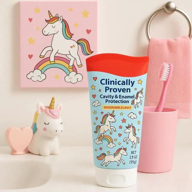 Alt view image 3 of 4 - Kids Toothpaste Unicorn Bubble Fruit Flavor - Fluoride Anticavity for Ages 2+, ADA-Accepted Clinically Proven Cavity & Enamel Protection 2 Tubes (3.5 oz Each)