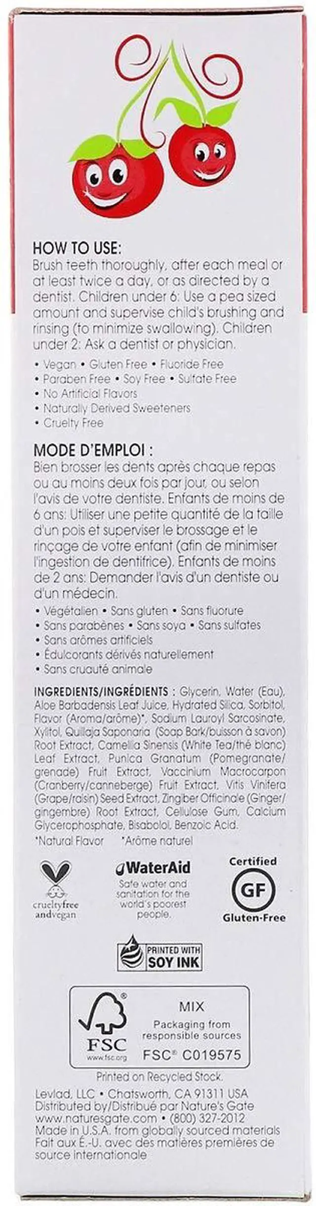 Alt view image 2 of 3 - Natural Toothpaste Gel, Cherry for Kids, 5 oz (Pack of 3) Set