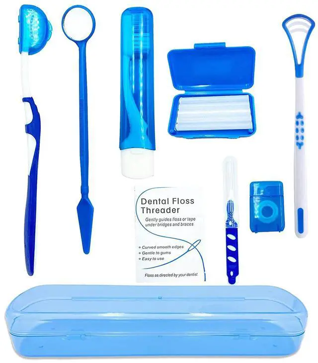 Main image of Portable Orthodontic Oral Care Kit for Braces - Interdental Brush Dental Wax Dental Floss Toothbrush Cleaning Kit(Blue)