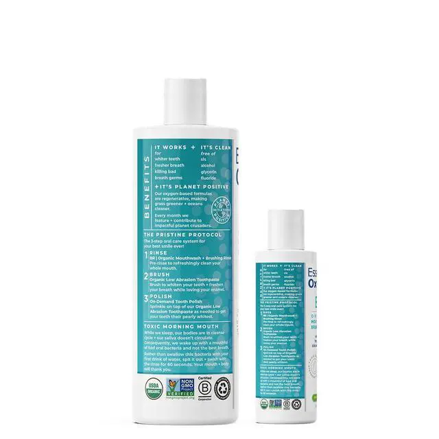 Alt view image 2 of 4 - Certified Organic Brushing Rinse, Combo, Peppermint, All Natural mouthwash, Dentist Recommended, Alcohol-Free Oral Care, 1 - 3 fl oz bottle and 1 - 16 fl oz bottle, BR (Pack of 2)