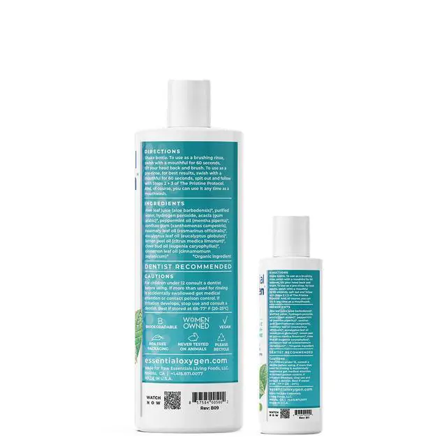 Alt view image 3 of 4 - Certified Organic Brushing Rinse, Combo, Peppermint, All Natural mouthwash, Dentist Recommended, Alcohol-Free Oral Care, 1 - 3 fl oz bottle and 1 - 16 fl oz bottle, BR (Pack of 2)