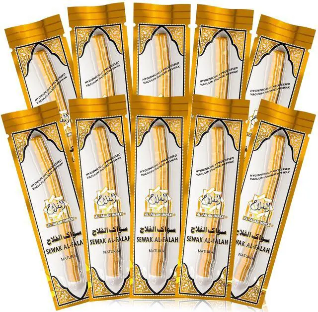 Main image of Miswak (Traditional Natural Toothbrush) - 10 Pack - Individually Vacuum Sealed for Long-Lasting Freshness Traditional Oral Care for Deep Cleaning, Whitening, and Plaque Defense