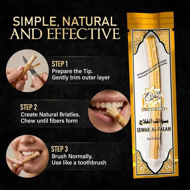 Alt view image 4 of 7 - Miswak (Traditional Natural Toothbrush) - 10 Pack - Individually Vacuum Sealed for Long-Lasting Freshness Traditional Oral Care for Deep Cleaning, Whitening, and Plaque Defense