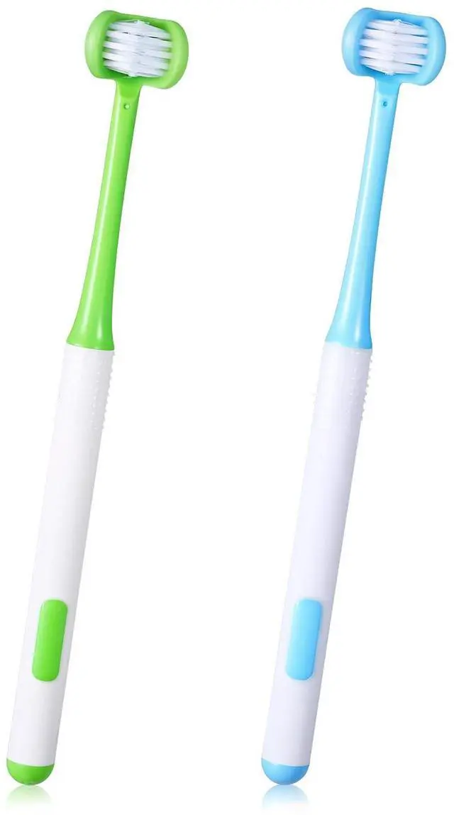 Main image of 2Pcs 3 Sided Autism Toothbrush, U-Shaped 360° Oral Teeth Cleaning Design Kids Toothbrush for Adult, Toddler, Soft and Gentle for Complete Tooth Care (Blue, Green)