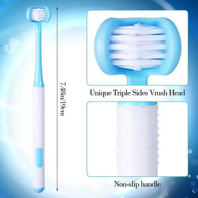 Alt view image 2 of 7 - 2Pcs 3 Sided Autism Toothbrush, U-Shaped 360° Oral Teeth Cleaning Design Kids Toothbrush for Adult, Toddler, Soft and Gentle for Complete Tooth Care (Blue, Green)