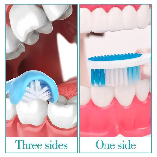 Alt view image 5 of 7 - 2Pcs 3 Sided Autism Toothbrush, U-Shaped 360° Oral Teeth Cleaning Design Kids Toothbrush for Adult, Toddler, Soft and Gentle for Complete Tooth Care (Blue, Green)