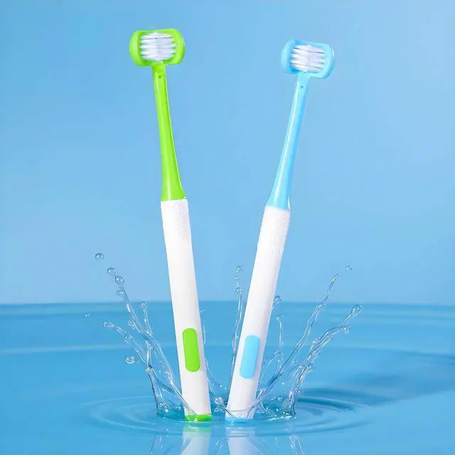 Alt view image 7 of 7 - 2Pcs 3 Sided Autism Toothbrush, U-Shaped 360° Oral Teeth Cleaning Design Kids Toothbrush for Adult, Toddler, Soft and Gentle for Complete Tooth Care (Blue, Green)