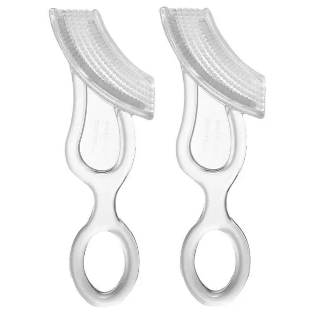 Alt view image 3 of 7 - Oral Care Babys First Toothbrush, Smooth Silicone Bristles Gently Clean Tender Teeth and Gums, for Ages 4+ Months, Clear, 2 Pack