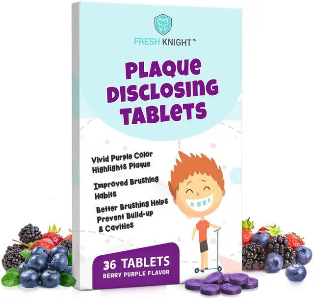 Main image of Plaque Disclosing Tablets for Teeth, 36 Count, Dental Disclosing Tablets for Kids or Adults, Shows Plaque, Helps Teach Kids Teeth-Brushing Habits for Clean Smile, by Fresh Knight, (Pack of 1)