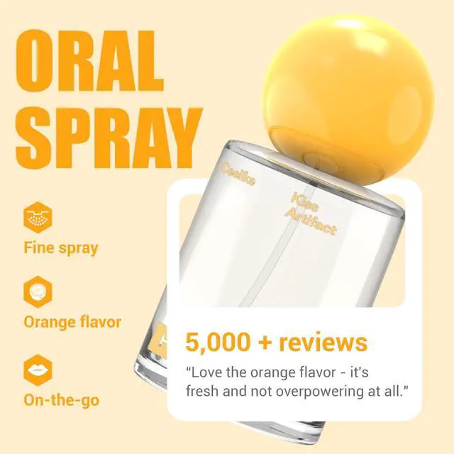 Alt view image 4 of 7 - Oral Spray (2-Pack) Fresh Breath Spray, Mint and Orange Flavors, Long-Lasting Freshness for Oral Health, Alcohol-Free, 20ml
