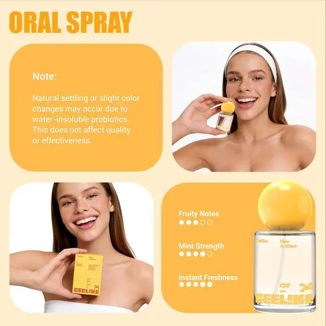 Alt view image 6 of 7 - Oral Spray (2-Pack) Fresh Breath Spray, Mint and Orange Flavors, Long-Lasting Freshness for Oral Health, Alcohol-Free, 20ml