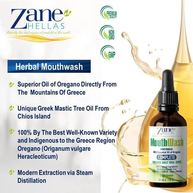 Alt view image 6 of 6 - MouthWash. Oral Rinse with Oregano Oil Power. Ideal for Gingivitis, Plaque, Dry Mouth, and Bad Breath. Alcohol and Fluoride Free. 100% Herbal Solution. 1 fl.oz.-30ml.