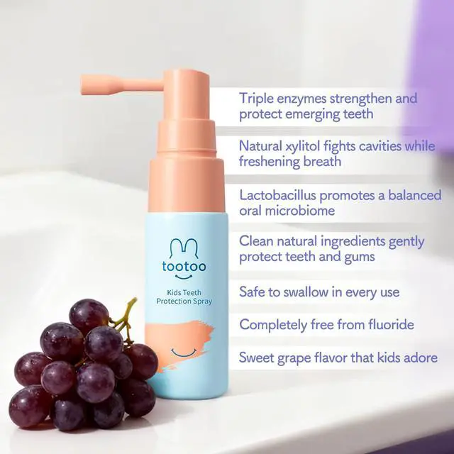 Alt view image 5 of 5 - Kids Oral Spray, Xylitol Toddler Toothpaste Helper for Newborn to Kids, Toddler Essentials, Grape Flavor