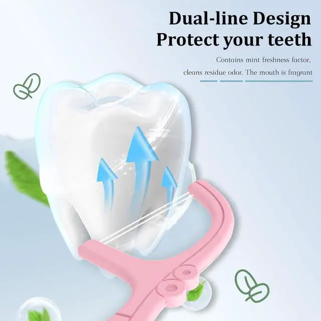 Alt view image 3 of 7 - Pink Dental Floss Picks Twin Line, Travel Size Toothpicks Floss Sticks Kit 85 Count with 2 Portable Flossers Case On-The-Go Oral Care
