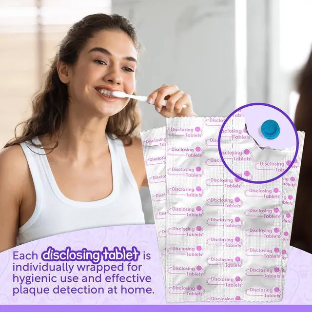 Alt view image 7 of 7 - Disclosing Tablets for Kids - 48 Count, Individually Wrapped Plaque Disclosing Tablets for Kids Brushing Teeth, Grape Flavored Plaque Remover, Dental for Teeth Brushing