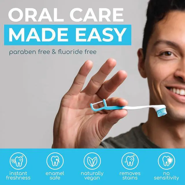 Alt view image 2 of 7 - The Evolution of Oral Care | 4-in-1 Tool (Paste + Brush + Floss + Pick) | Individually Wrapped | Disposable | Prepasted Travel Toothbrushes | Small Adult Toothbrush - (24-Pack)