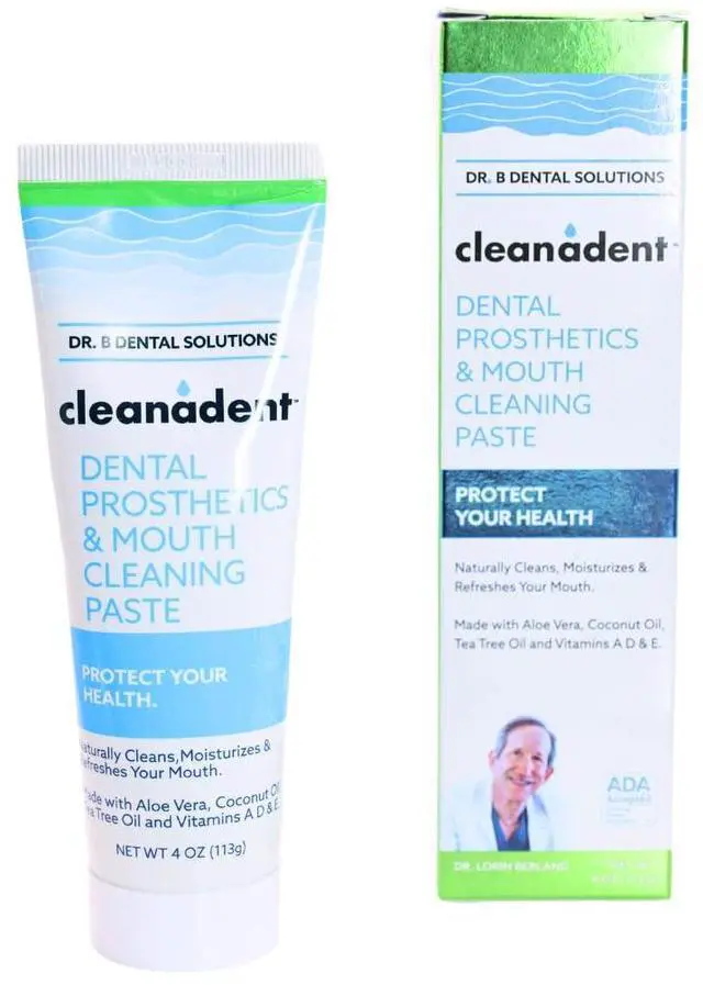 Main image of Cleanadent Denture and Gum Toothpaste, ADA Accepted All-Natural Denture Toothpaste for Adults - Removes Odors, Surface Stains and Adhesives - 4 oz
