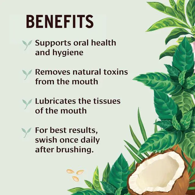 Alt view image 2 of 7 - Organic Mint Daily Swish Ayurvedic Oil Pulling Mouthwash Coconut & Sesame Oil with Triphala for Gum Health & Fresh Breath Natural Oral Hygiene 8 oz USDA Organic