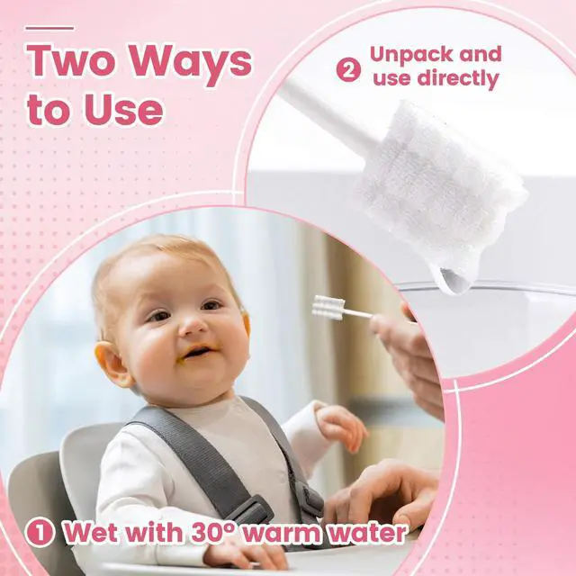 Alt view image 4 of 6 - Baby Tongue Cleaner 96-Count, Newborn Oral Care Gauze Swabs Soft Disposable Mouth Wipes, Individually Wrapped Travel Pack, Infant Tongue Brush for 0-36 Months