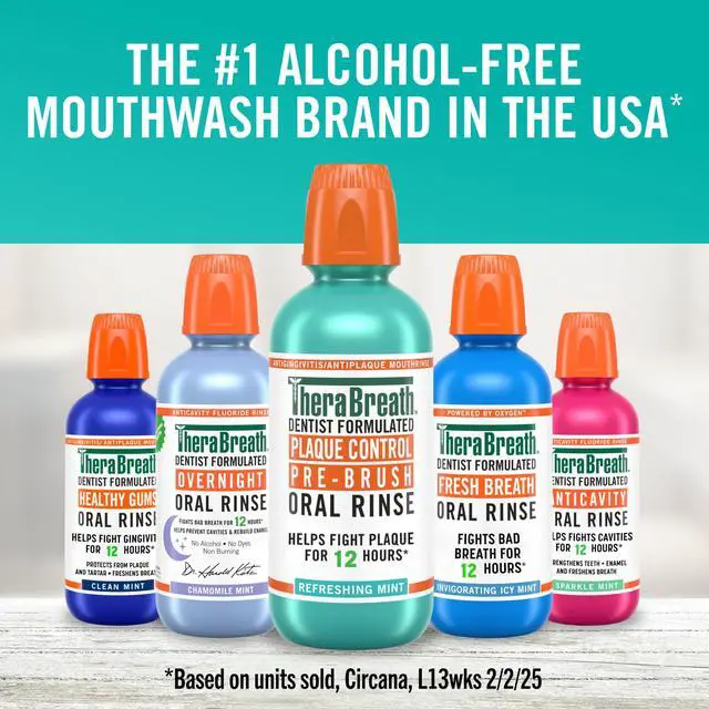 Alt view image 7 of 7 - Plaque Control Pre-Brush Oral Rinse, Refreshing Mint Flavor, Antigingivitis and Antiplaque Rinse, Dentist Formulated, Alcohol Free, 16 Fl Oz (Pack of 2)