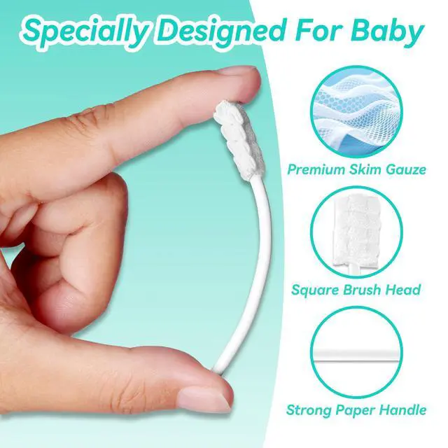 Alt view image 4 of 7 - 30-Pack Baby Tongue Cleaner Gauze Gentle Newborn Oral Care, Disposable Toddler Tooth Brush for 0-24 Months Tooth Mouth Gum Clean (Square Style)