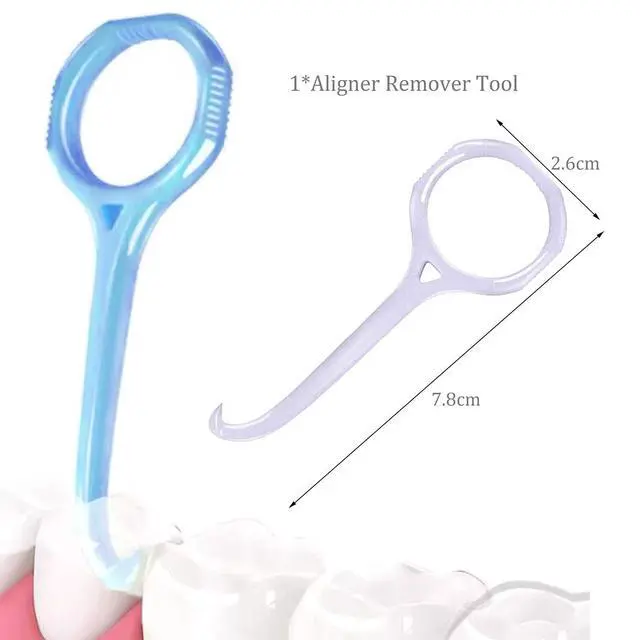 Alt view image 3 of 5 - Oral Care Disassembly Kit/7pcs Including 1 Retainer Case with Mirror and Vent Holes | 1 Aligner Remover Tool | 4 Elastic Rubber Bands Placers | 1 Cleaning Brush (White)