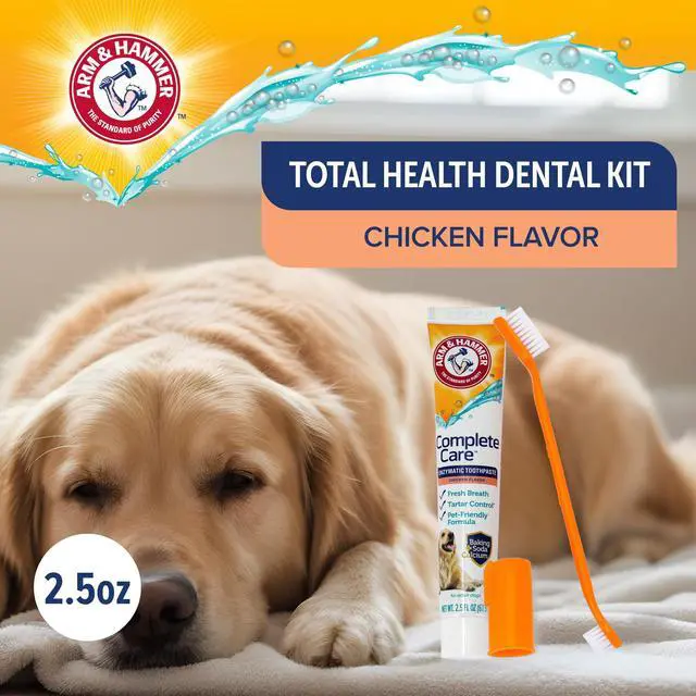Alt view image 3 of 7 - Complete Care Dog Dental Kit, Chicken Flavor, 2.5 Oz | Enzymatic toothpaste, toothbrush, and finger brush with baking soda and calcium for plaque and tartar control