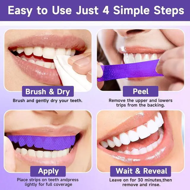 Alt view image 5 of 7 - Purple Teeth Whitening Strips for Sensitive Teeth, Daily Dental Care Patches with Color Correction, Gentle Brightening & Stain Removal, Gum Health Support