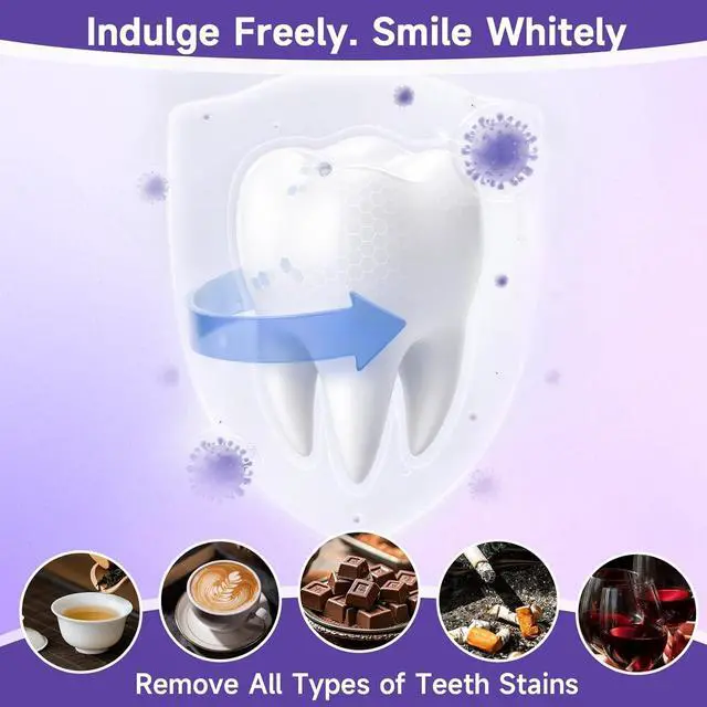 Alt view image 7 of 7 - Purple Teeth Whitening Strips for Sensitive Teeth, Daily Dental Care Patches with Color Correction, Gentle Brightening & Stain Removal, Gum Health Support