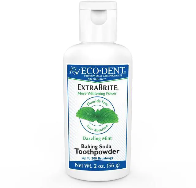 Main image of ExtraBrite Baking Soda Tooth Powder, Mint SLS & Fluoride-Free Toothpaste Powder with Oxidizing Calcium Peroxide, Whitening Toothpaste Alternative + DailyRinse Single-Use Pack