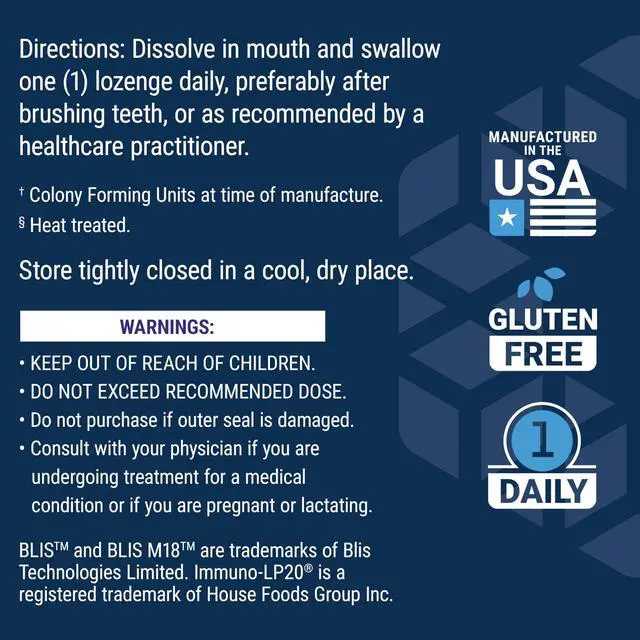 Alt view image 7 of 7 - FLORASSIST® Probiotic Oral Hygiene, Oral probiotic for Teeth and Gums, pH Levels, Dental Hygiene, Immune Support, BLIS M18, Once Daily, Gluten Free, Vegetarian, 30 lozenges