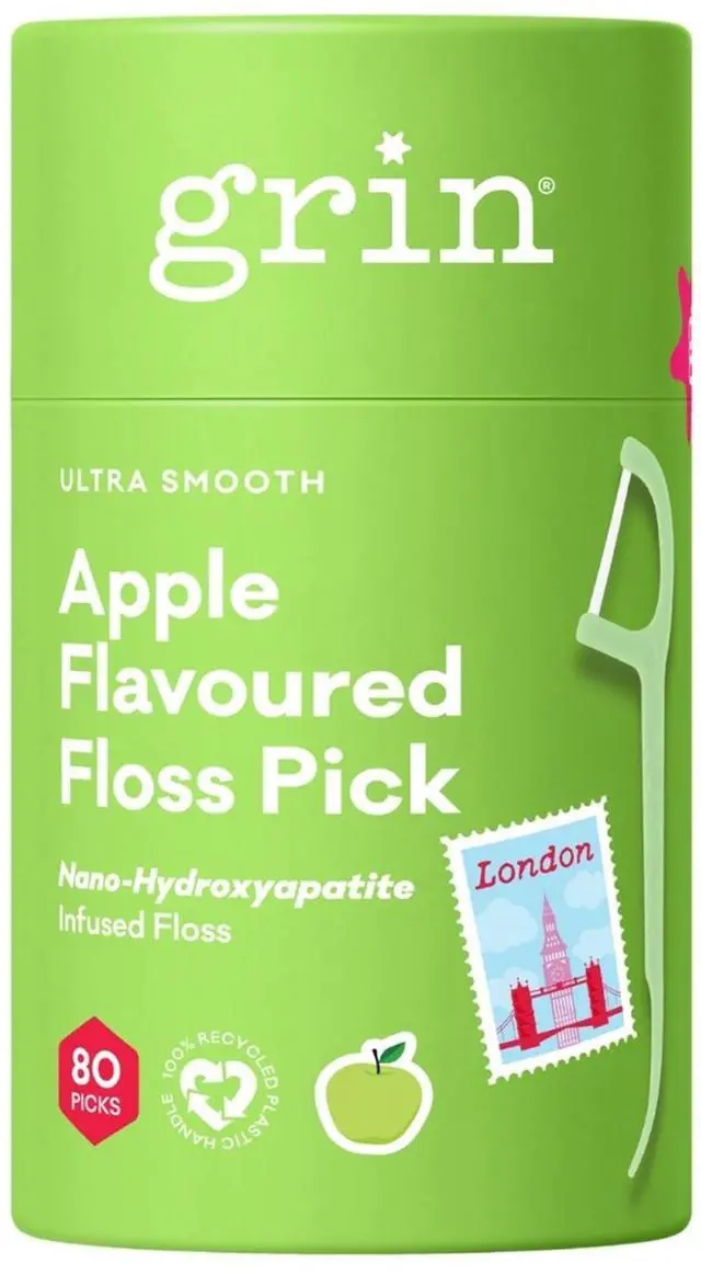 Main image of Ultra Clean Apple Flavor Adult Tooth Floss Picks, 80 Count Canister, Fruity Dental Floss Sticks, Gentle on Tight Teeth, Convenient Handles for Daily Oral Care